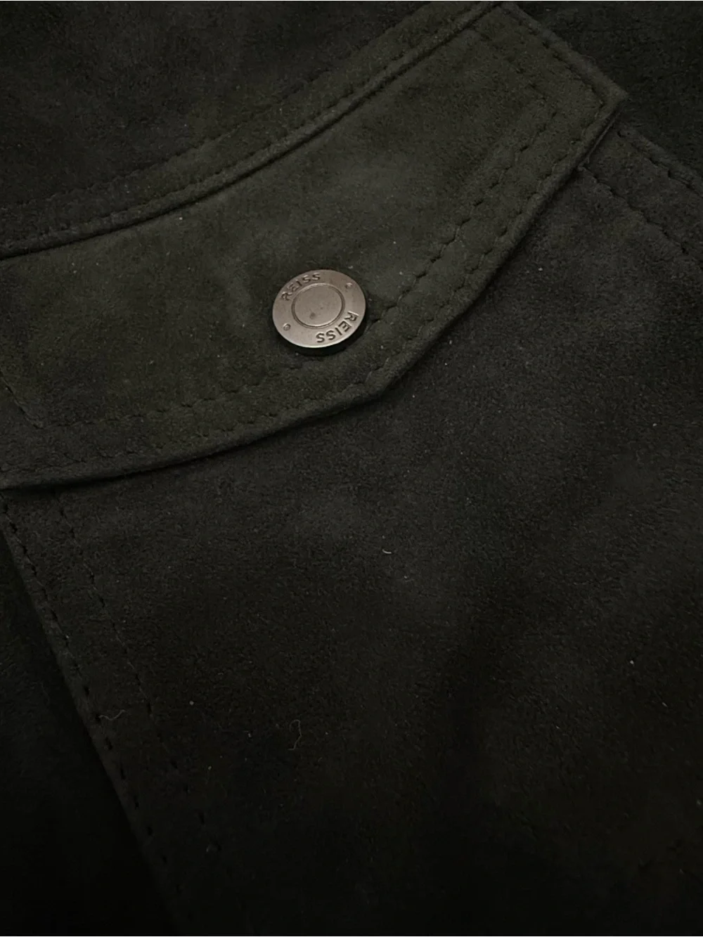 Reiss Forest Green Pike Suede Zip Through Jacket